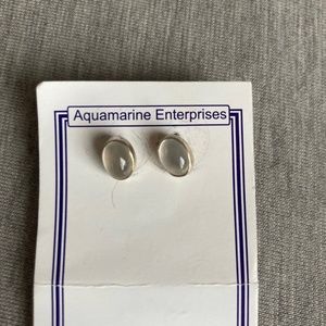 cats eye Moonstone 925 Sterling silver earrings  Stamped 925